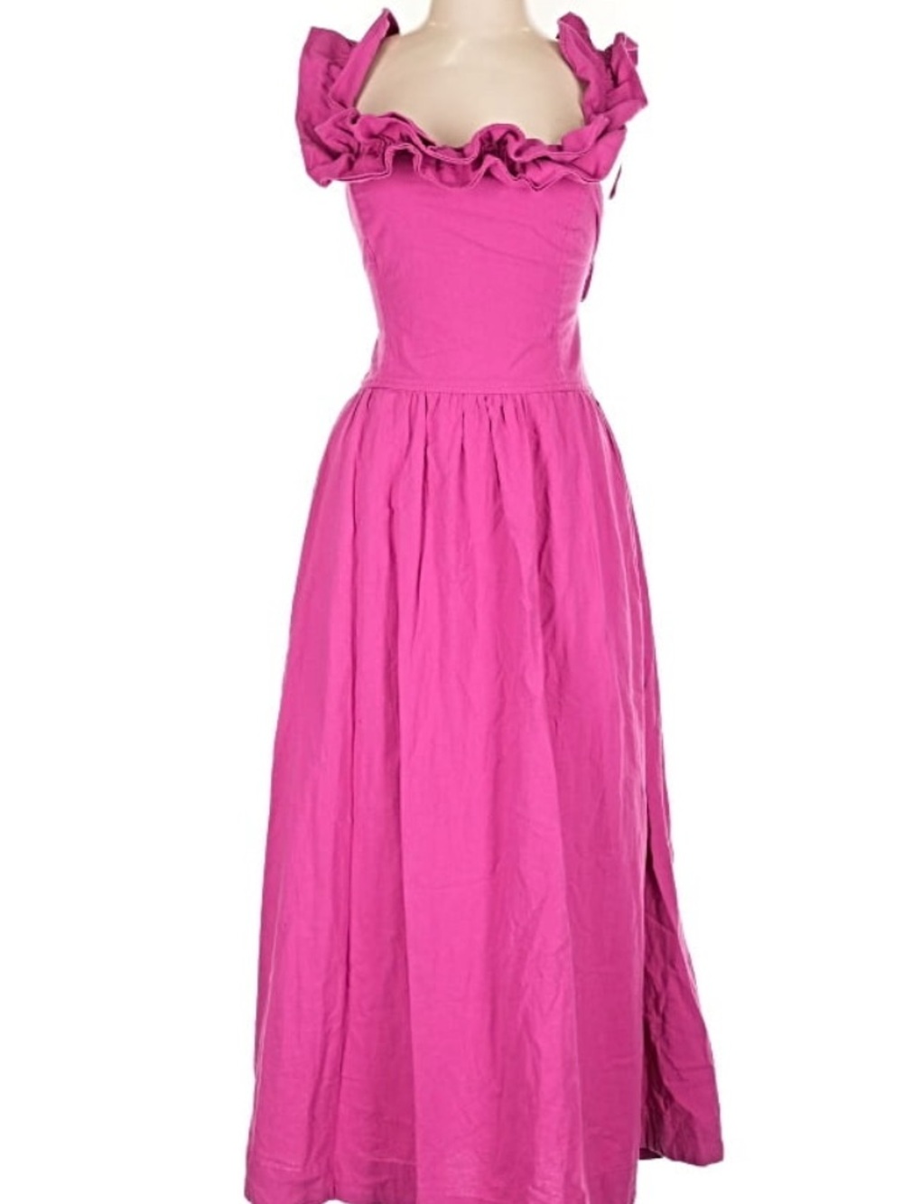 Free People Hot Pink Ruffle Strap Maxi Dress